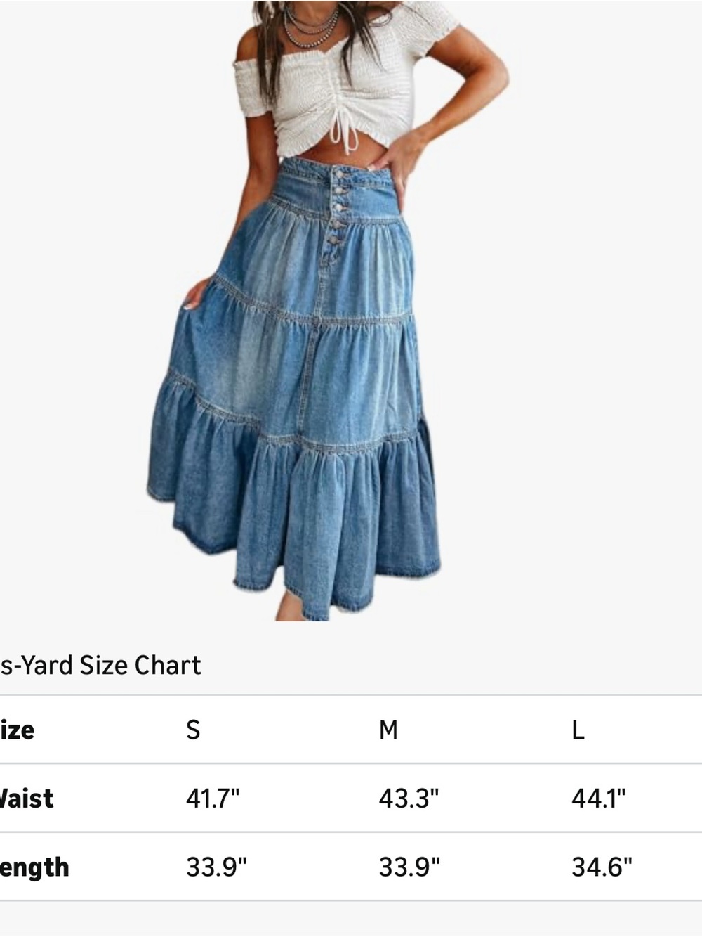 High-Waist Tiered Denim Maxi Skirt - Blue - Picture 5 of 5